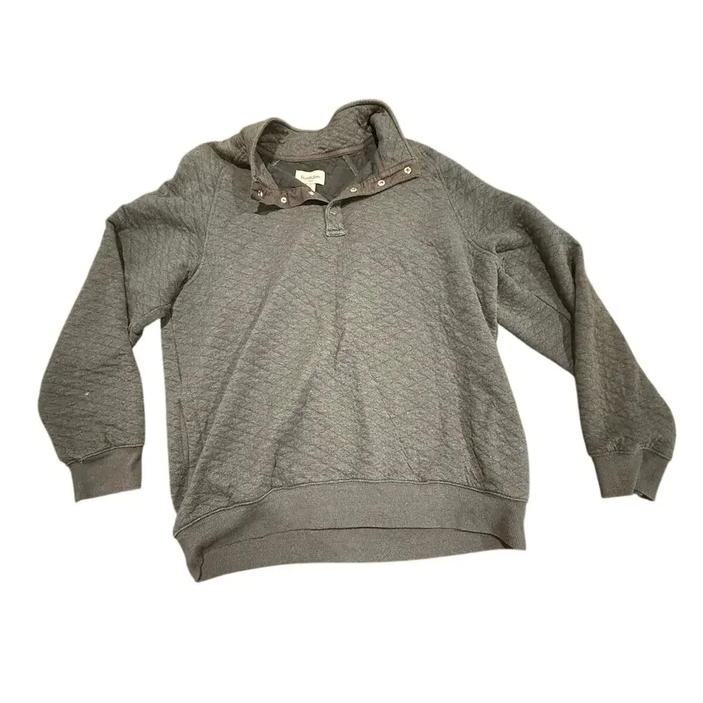 Goodfellow & Co Men's Gray Diamond Quilted 1/4 Snap Mock Neck Pullover Size L
